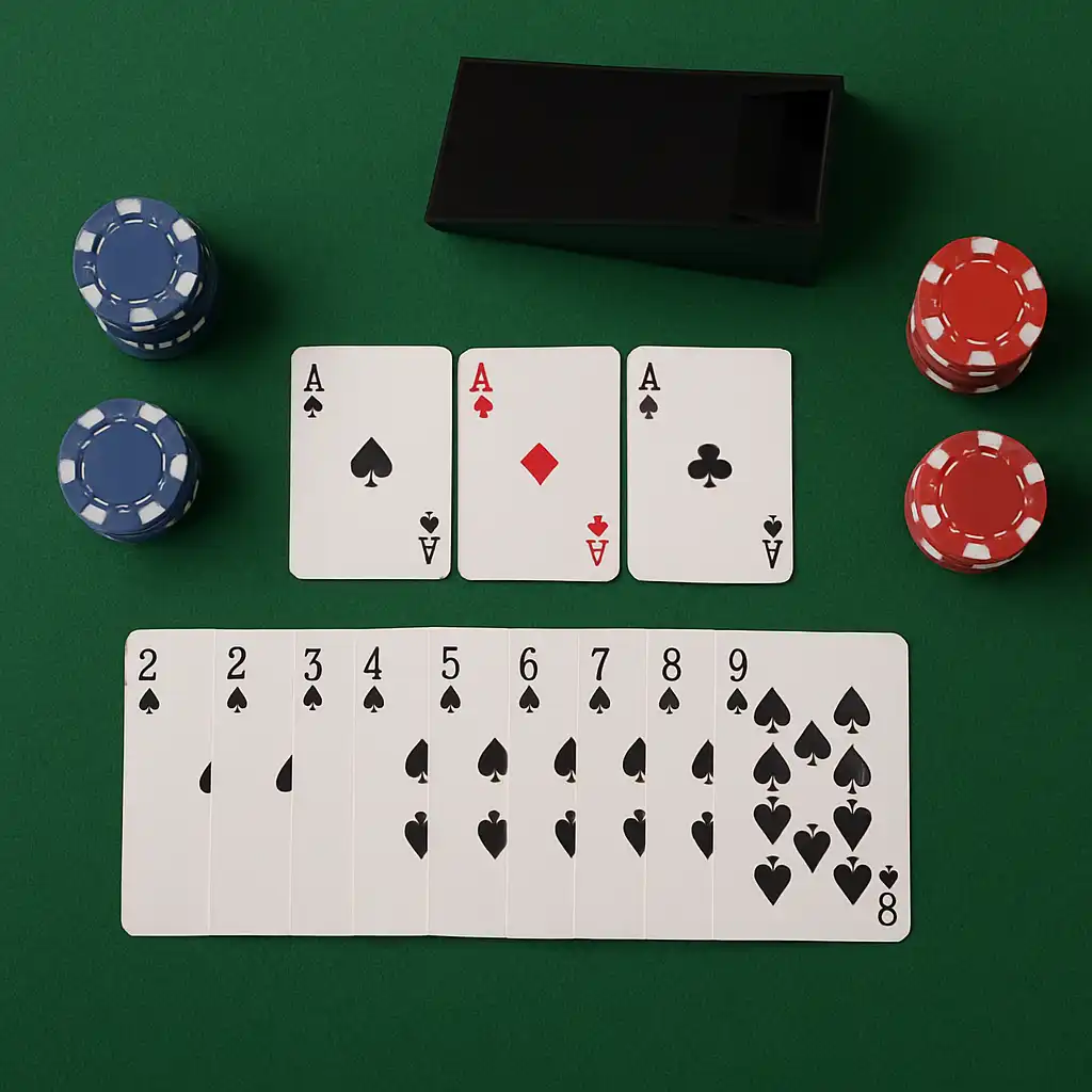 Green felt card table representing the Westace table games section